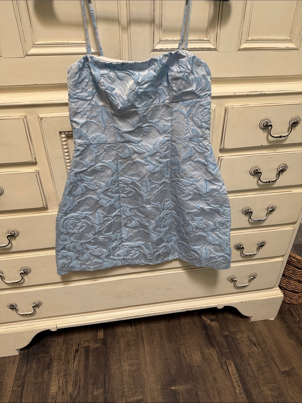 Princess Polly Light Blue Textured Floral Mini Dress